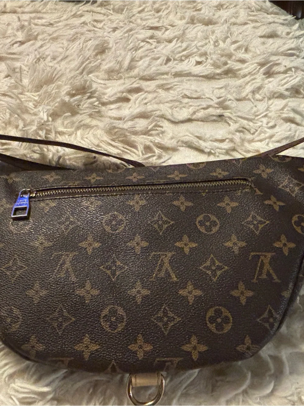 Louis Vuitton Brown Monogram Crossbody Belt Bag with Gold Padlock